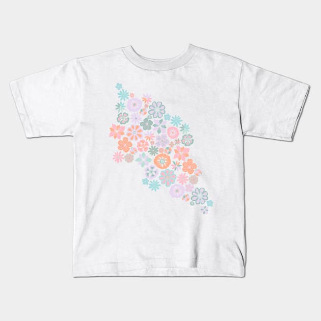 Spring Bloom: A Pastel Floral Pattern Illustration Kids T-Shirt by cesartorresart